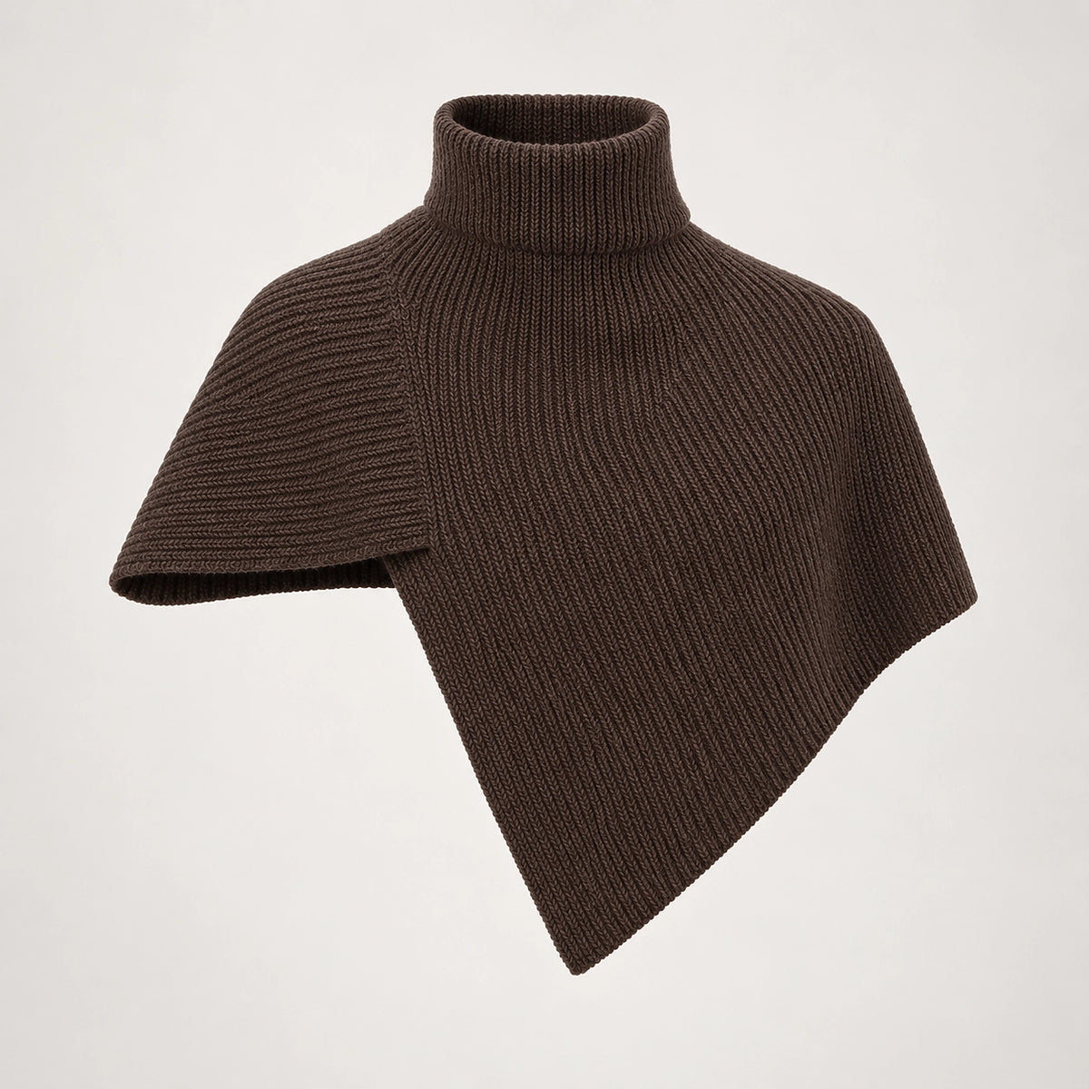 Belvara Ribbed Knit Wrap — Dark Brown (apparel solo)