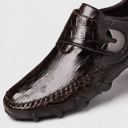 Halston Genuine Leather Loafers — Dark Brown Crocodile (mens shoe zoom)