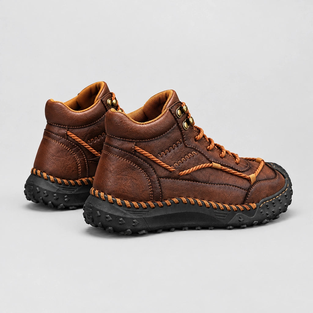 Dravell Leather High-Top Boots — Dark Brown (mens shoe angle)