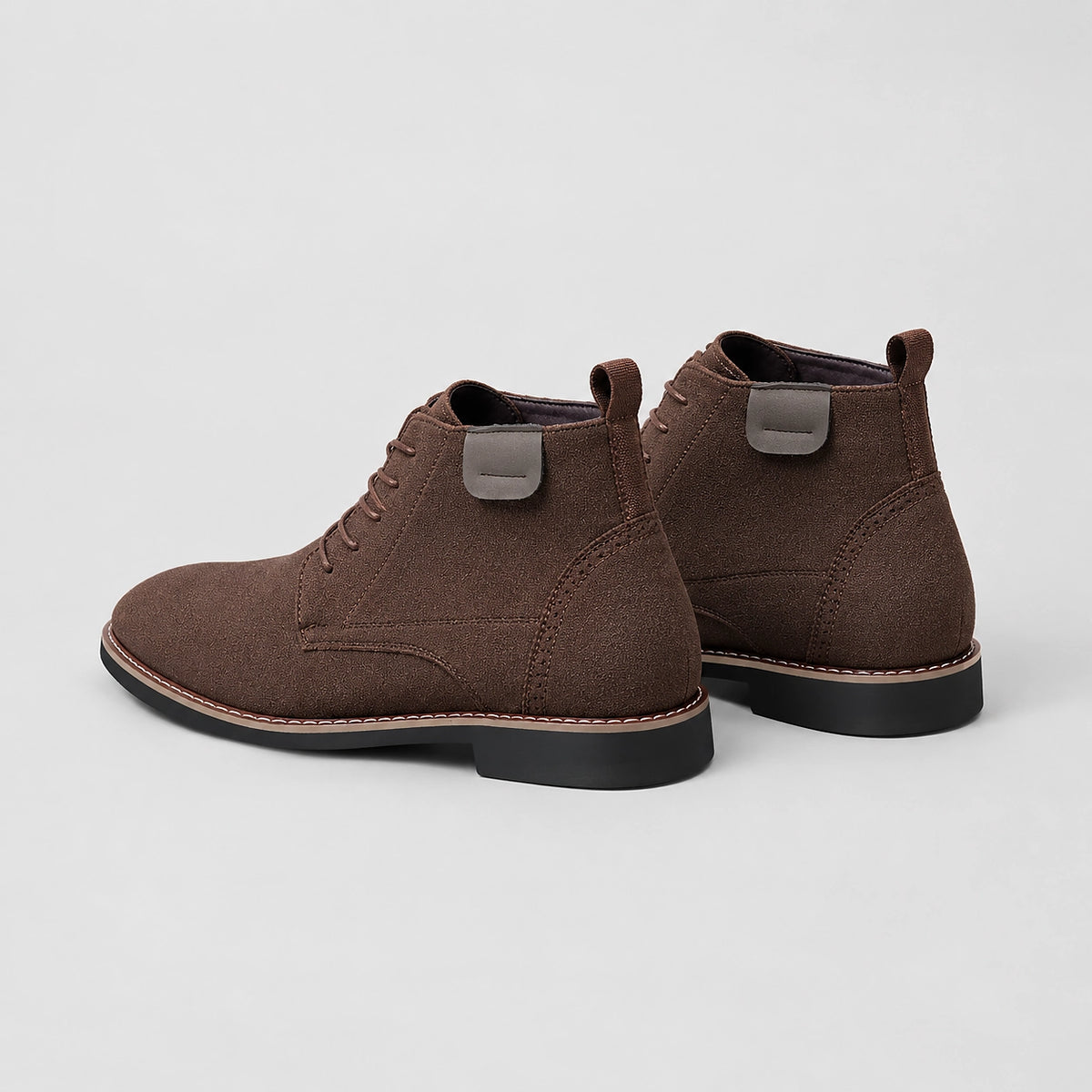 Halcourt Chukka Boots — Dark Brown (mens shoe angle)