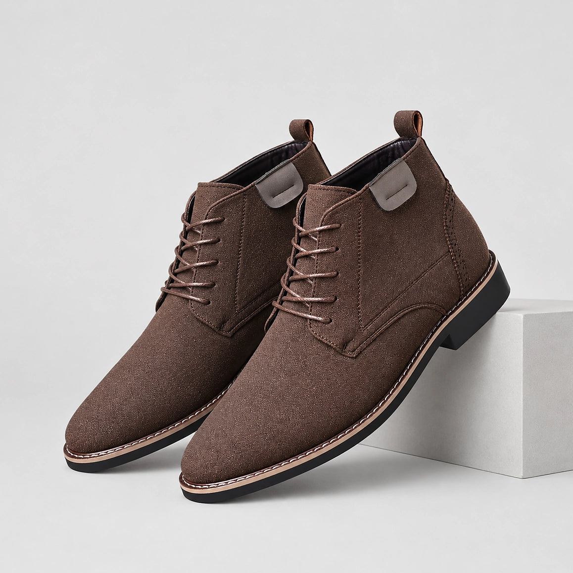 Halcourt Chukka Boots — Dark Brown (mens shoe pedestal)