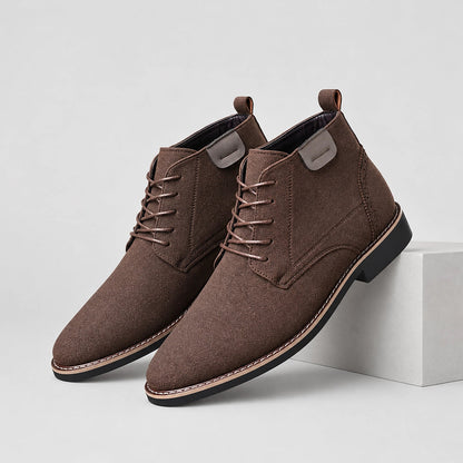 Halcourt Chukka Boots — Dark Brown (mens shoe pedestal)