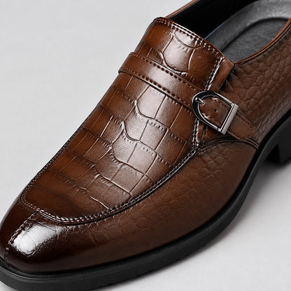 Delvoro Leather Monk Strap Loafers — Dark Brown (mens shoe zoom)