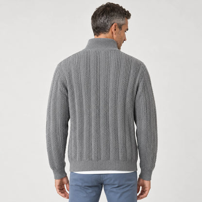 Daxton Ribbed Knit Cardigan — Dark Gray (apparel back)