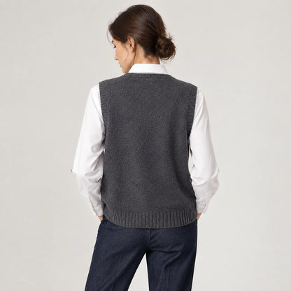 Harlo Wool Sweater Vest — Dark Gray (apparel back)