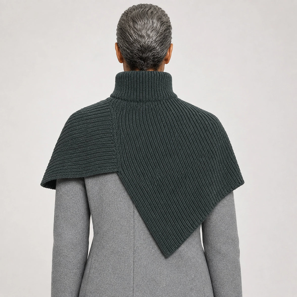 Belvara Ribbed Knit Wrap — Dark Gray (apparel back)