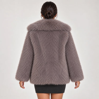 Neravessa Lapel Coat — Dark Gray (apparel back)