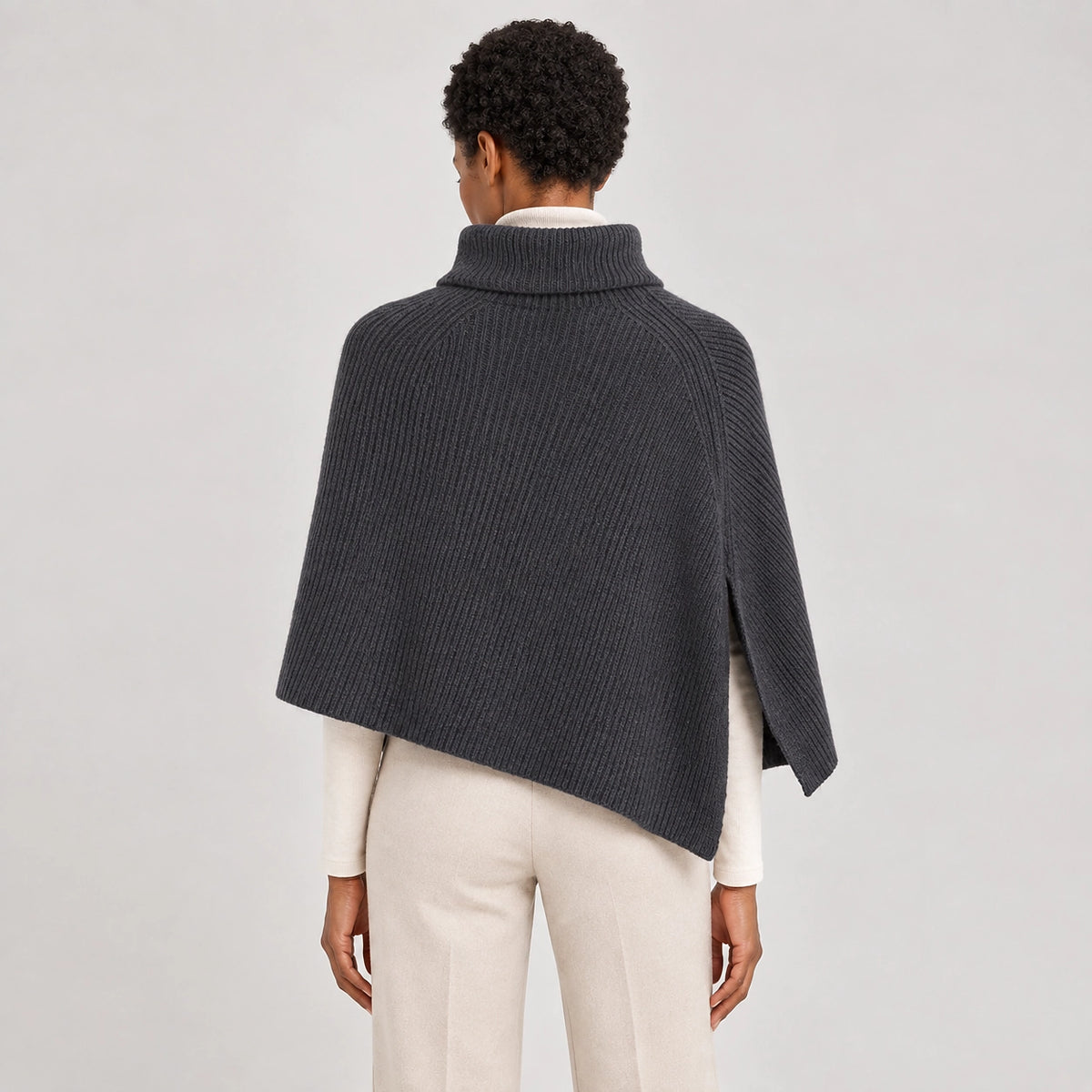 Hobart Wool Poncho — Dark Gray (apparel back)