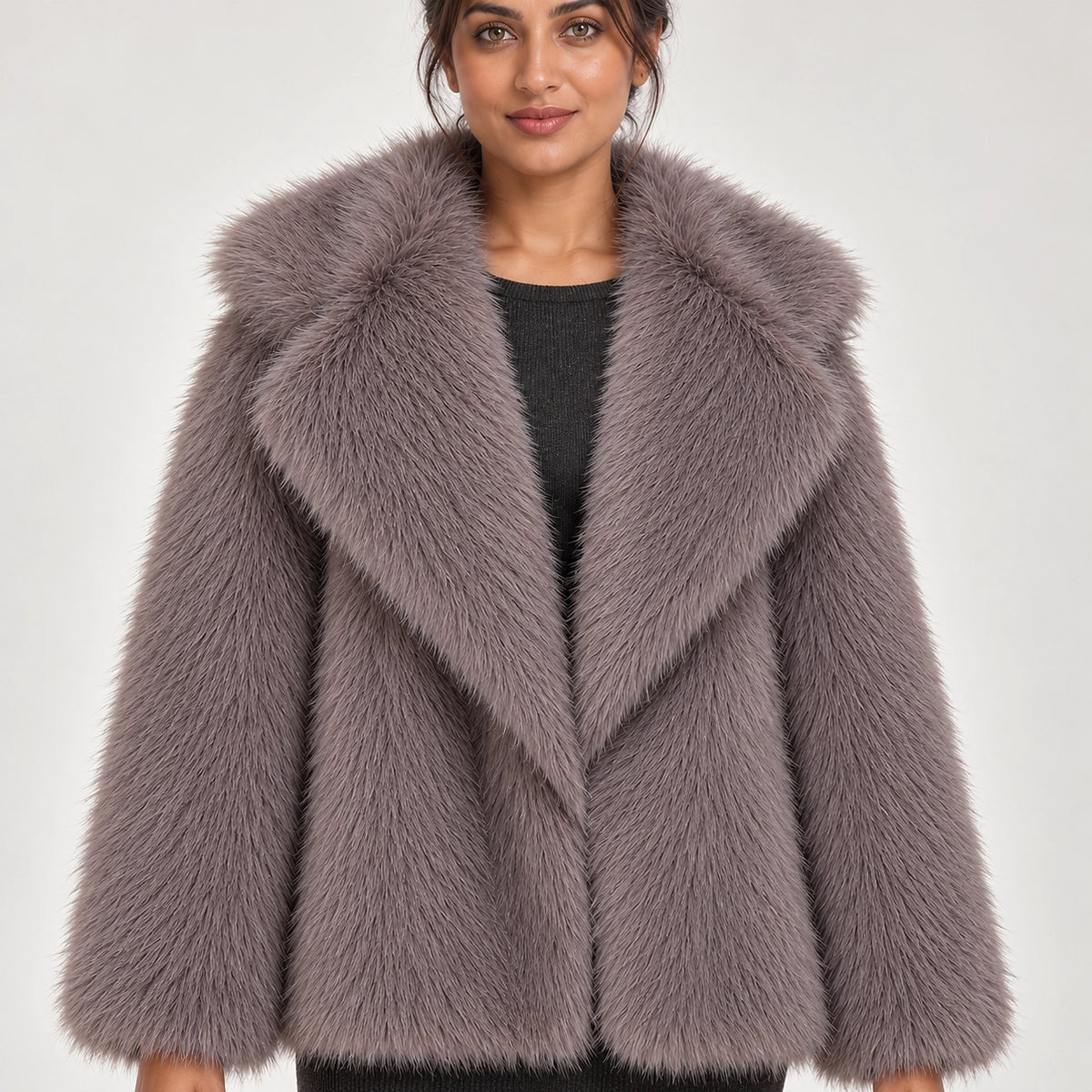 Neravessa Lapel Coat — Dark Gray (apparel detail)