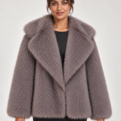 Neravessa Lapel Coat — Dark Gray (apparel detail)
