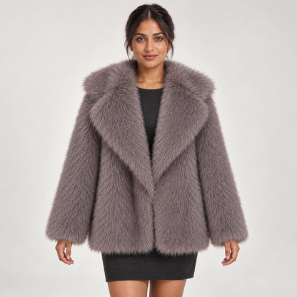 Neravessa Lapel Coat — Dark Gray (apparel front)