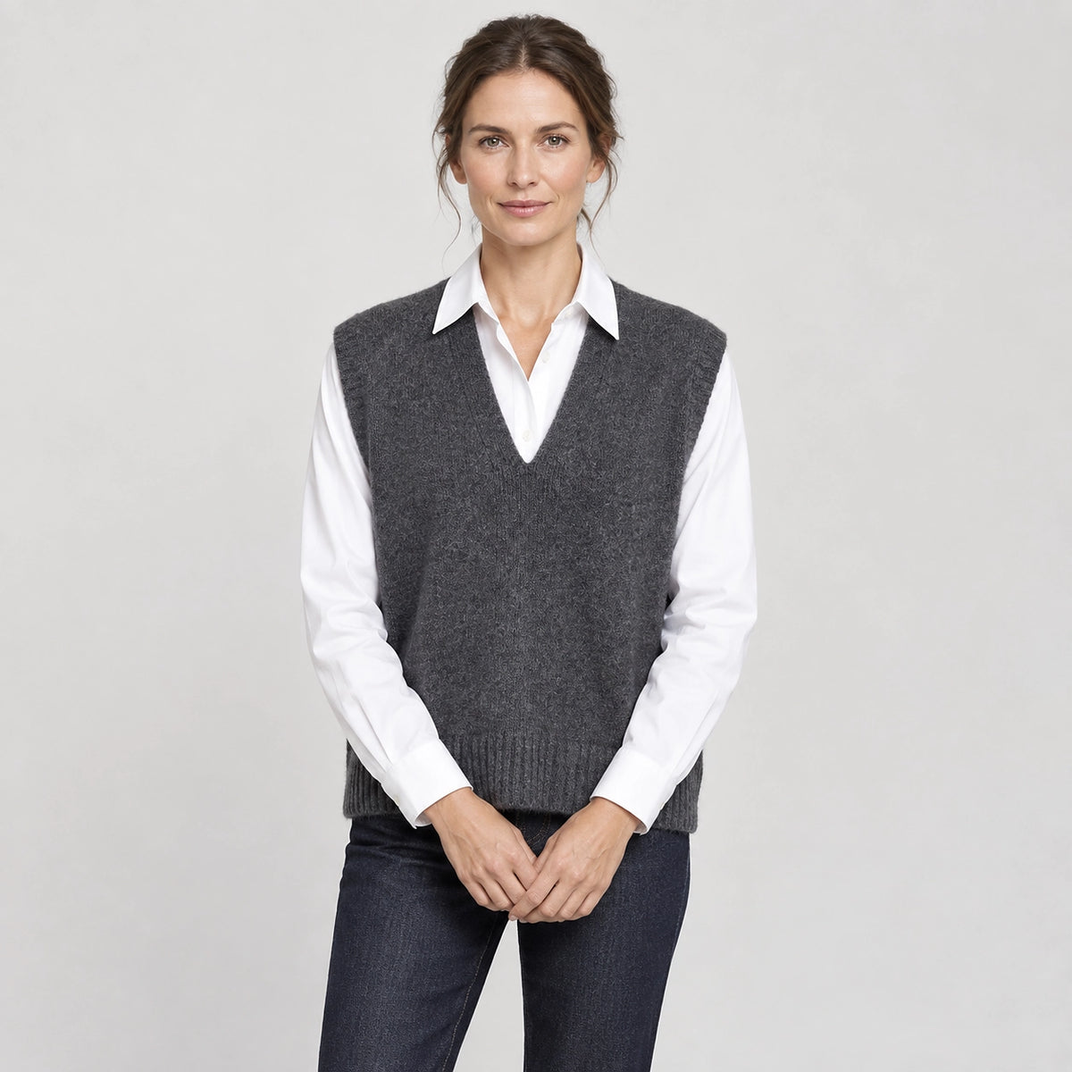 Harlo Wool Sweater Vest — Dark Gray (apparel front)