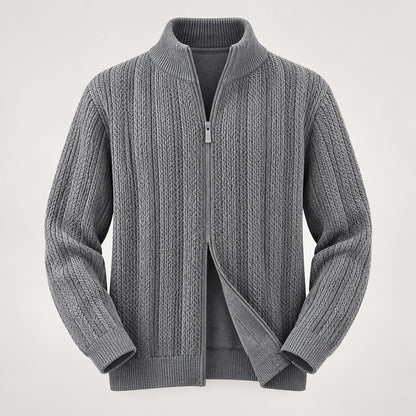 Daxton Ribbed Knit Cardigan — Dark Gray (apparel solo)