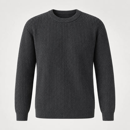 Harlen Ribbed Crewneck Sweater — Dark Gray (apparel solo)