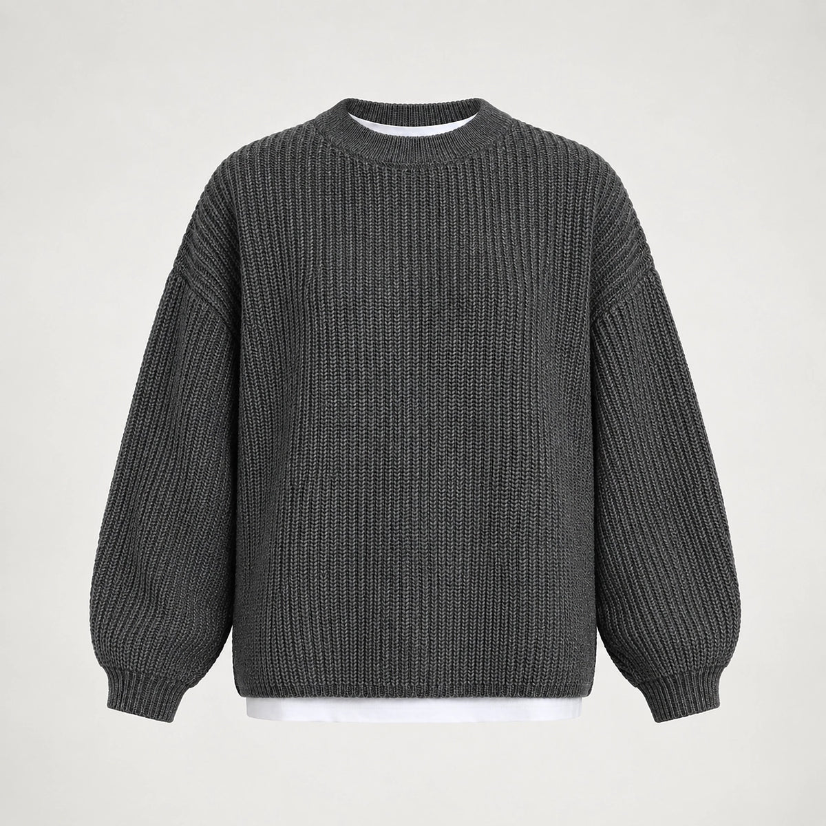 Brynn Ribbed Knit Sweater — Dark Gray (apparel solo)
