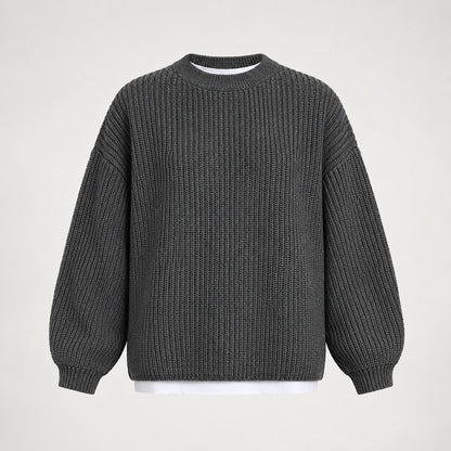 Brynn Ribbed Knit Sweater — Dark Gray (apparel solo)
