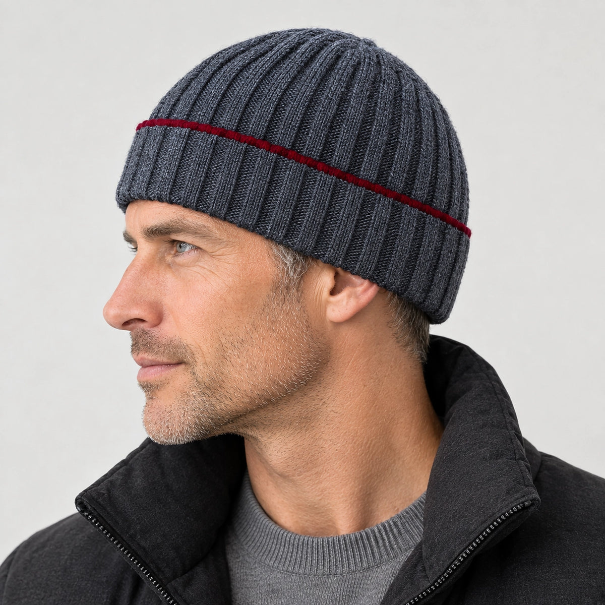 Dalton Wool Beanie — Dark Gray (headwear model alt)