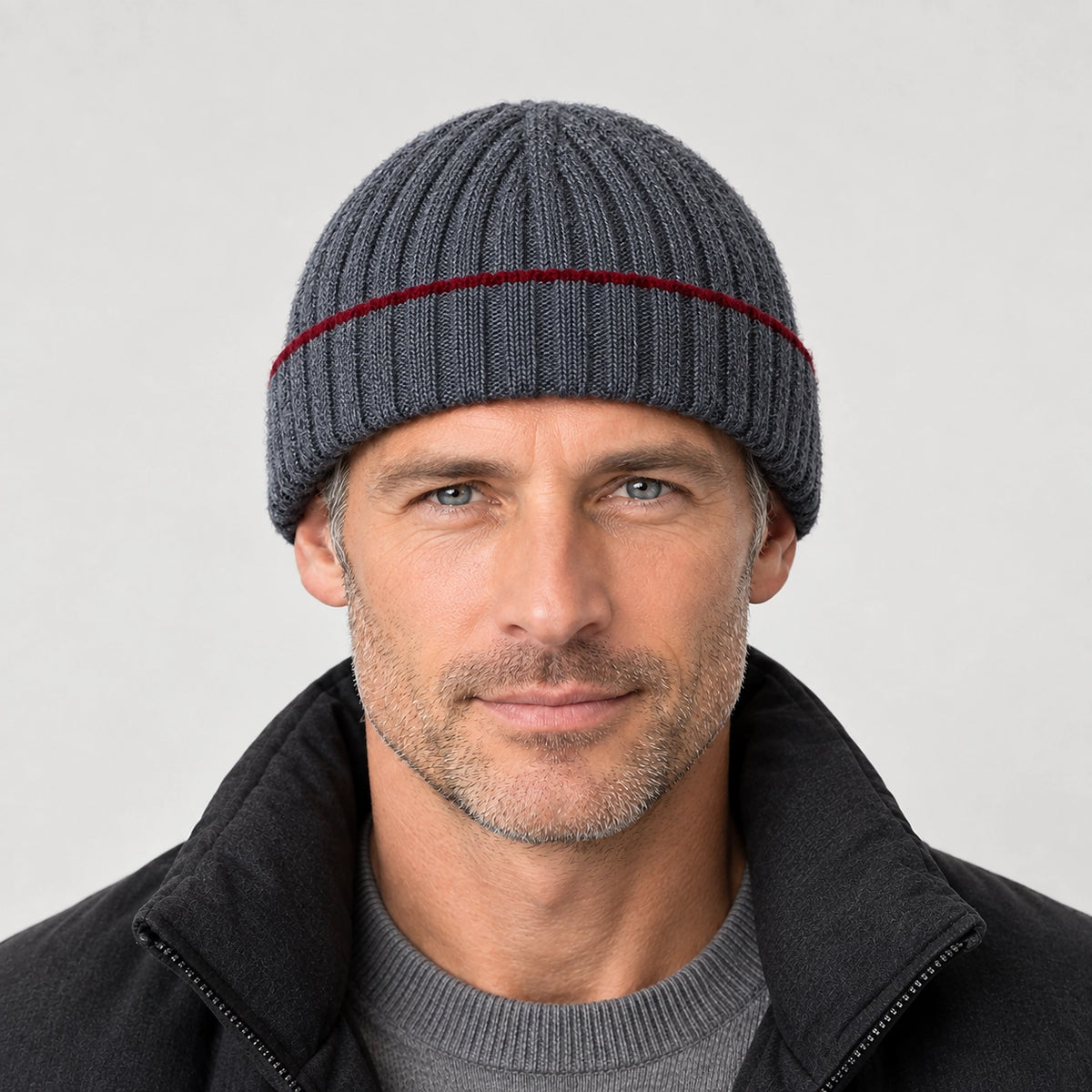 Dalton Wool Beanie — Dark Gray (headwear model front)