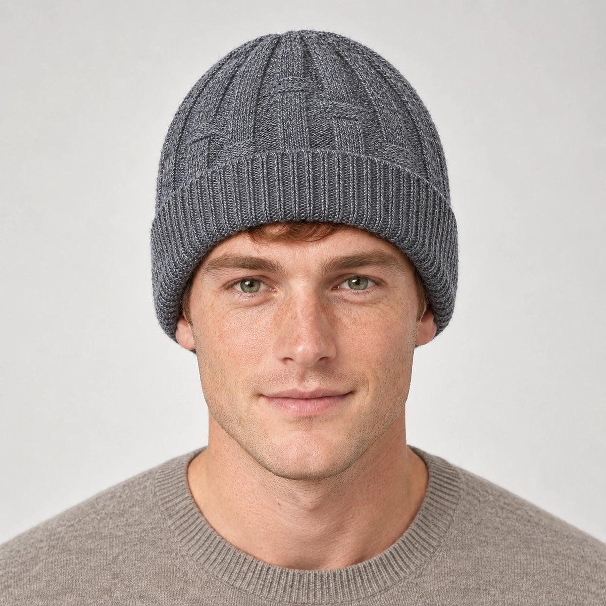 Drummond Wool Beanie — Dark Gray (headwear model front)
