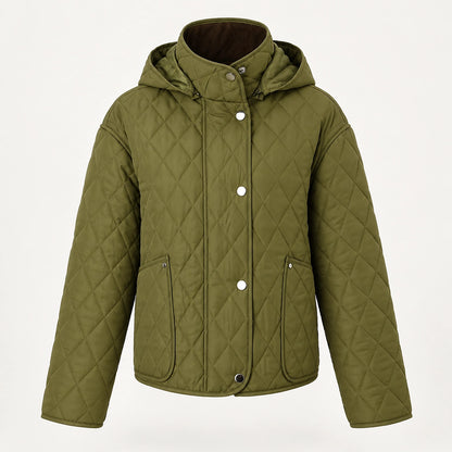 Loravienne Quilted Hooded Jacket — Dark Green (apparel solo)