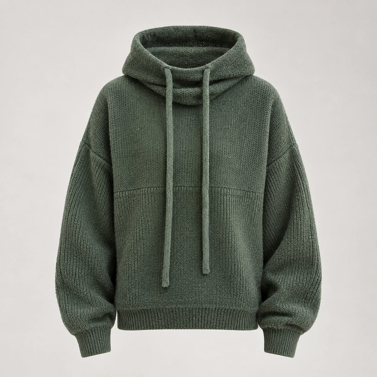 Delwyn Hooded Knit Sweater — Dark Green (apparel solo)