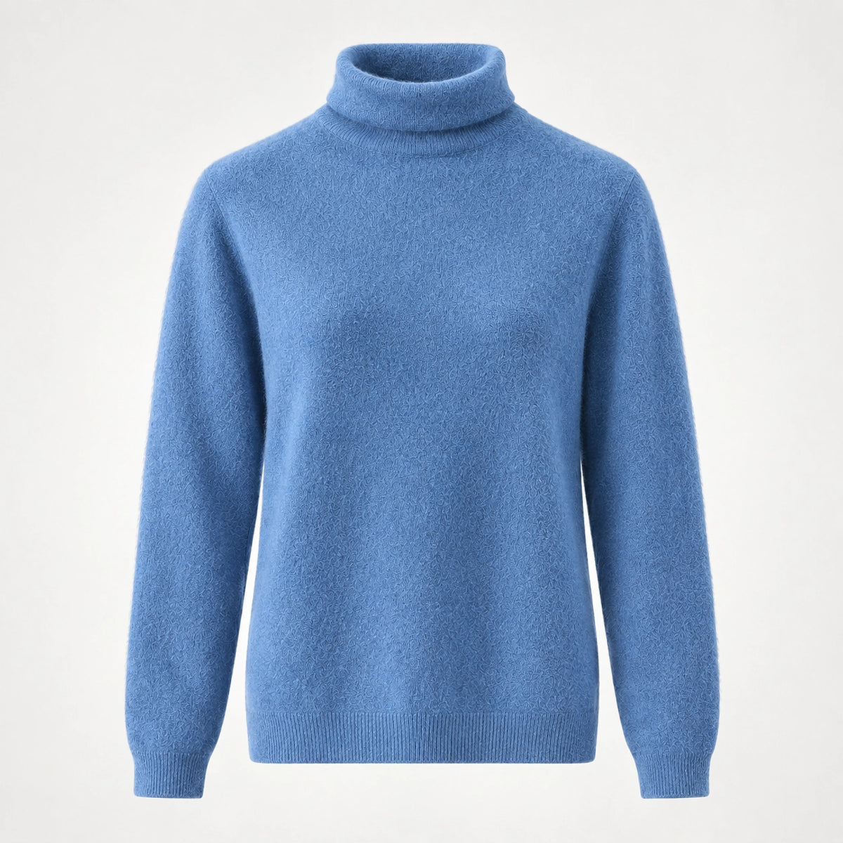 Delwyn Cashmere Turtleneck Sweater — Denim Blue (apparel solo)