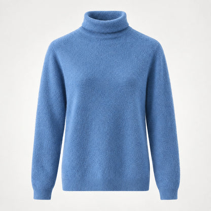 Delwyn Cashmere Turtleneck Sweater — Denim Blue (apparel solo)