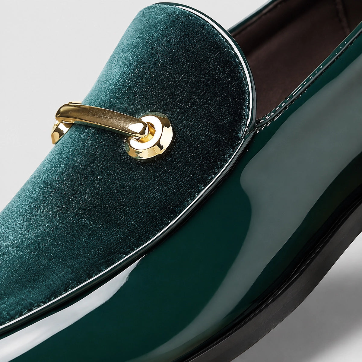 Dalcourt Leather Horsebit Loafers — Forest Green & Teal (mens shoe zoom)