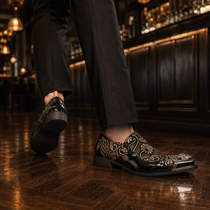 Halvorn Leather Pointed Loafers — Gold (footwear environment 3)