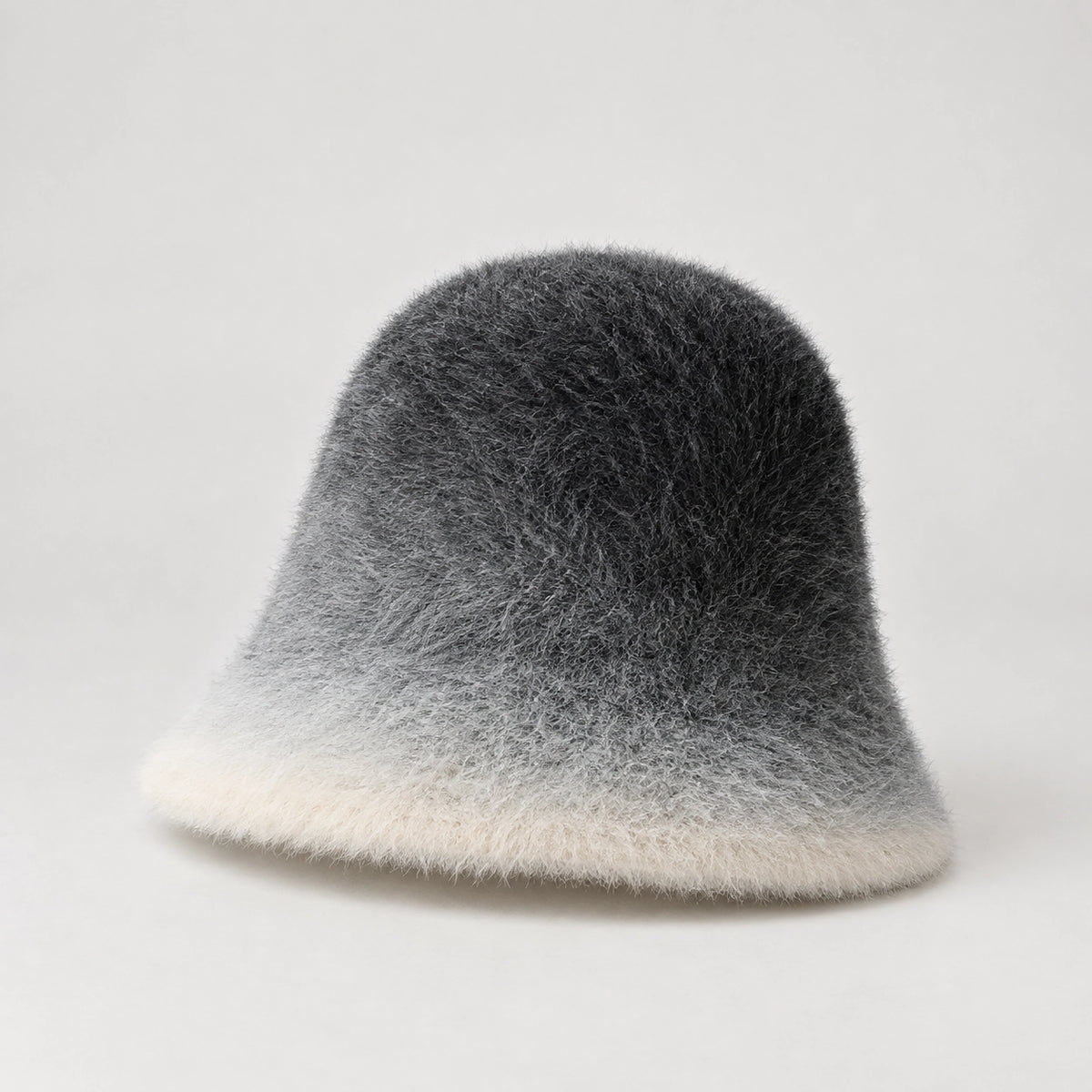 Lumiye Rabbit Fur Bucket Hat — Gradient Rabbit Fur Bucket Hat Gray (headwear solo front)