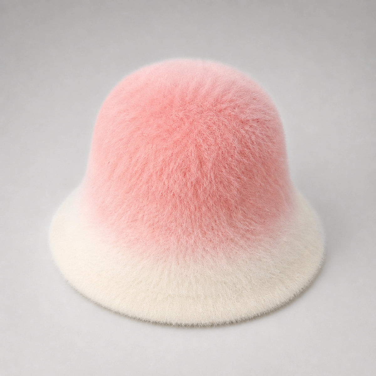 Lumiye Rabbit Fur Bucket Hat — Gradient Rabbit Fur Bucket Hat Pink (headwear solo alt)