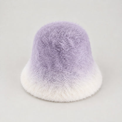 Lumiye Rabbit Fur Bucket Hat — Gradient Rabbit Fur Bucket Hat Purple (headwear solo alt)