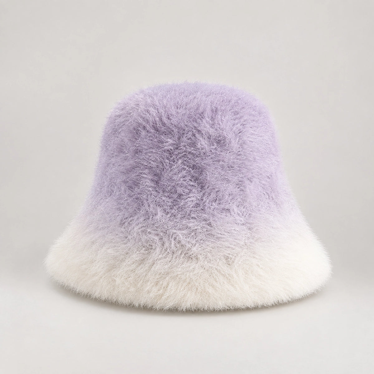 Lumiye Rabbit Fur Bucket Hat — Gradient Rabbit Fur Bucket Hat Purple (headwear solo front)