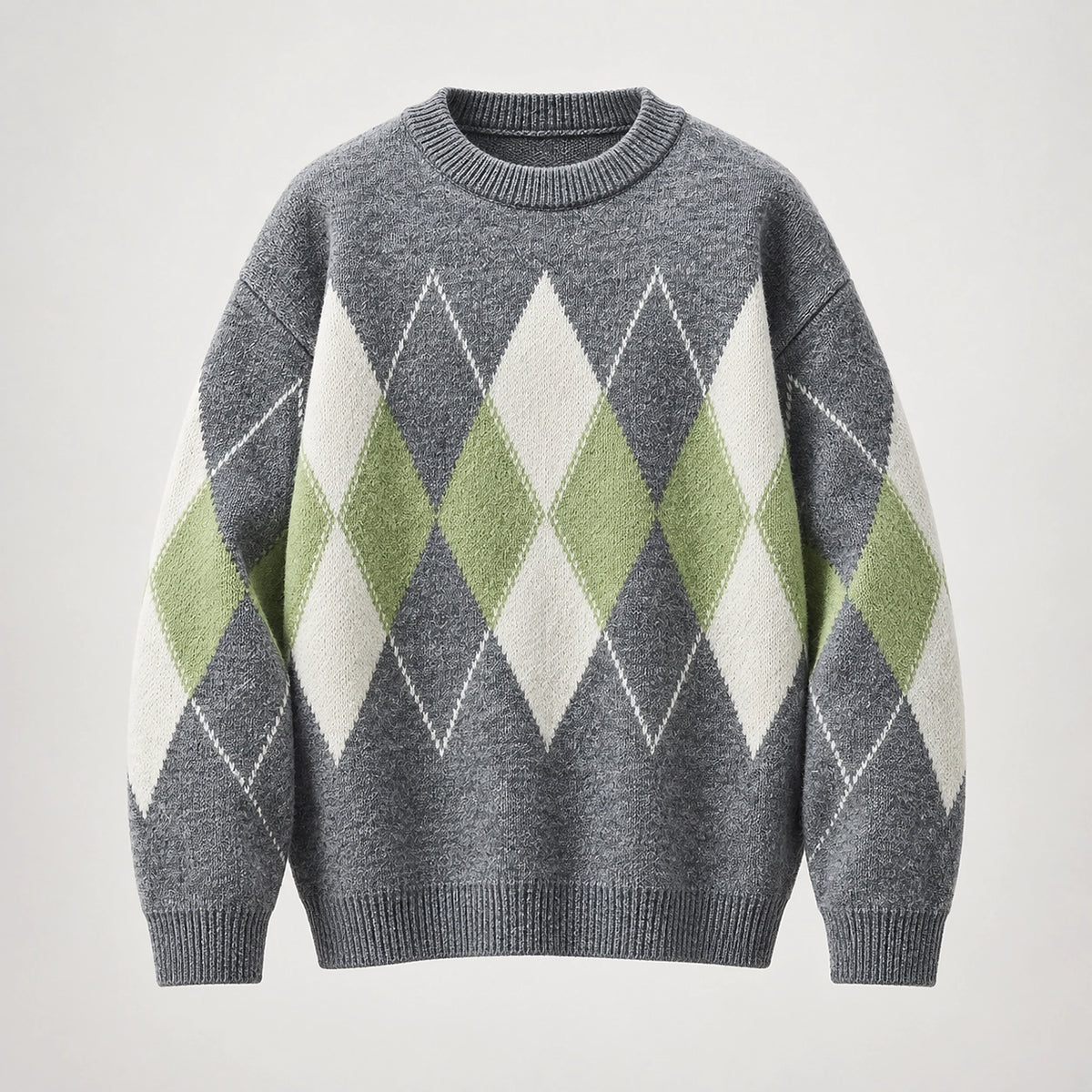Halcourt Argyle Knit Sweater — Gray (apparel solo)