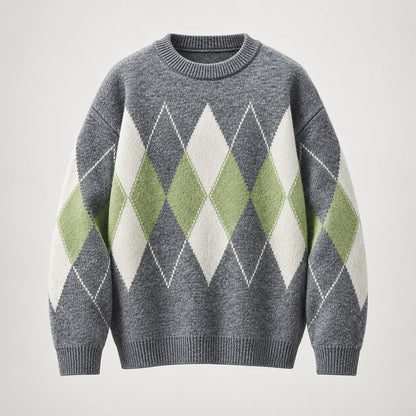 Halcourt Argyle Knit Sweater — Gray (apparel solo)