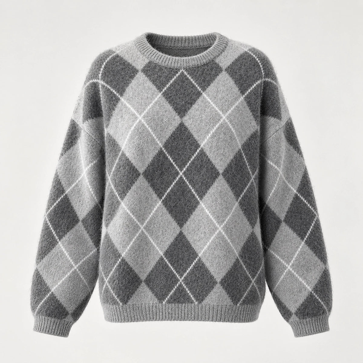 Halwyn Argyle Knit Sweater — Gray (apparel solo)