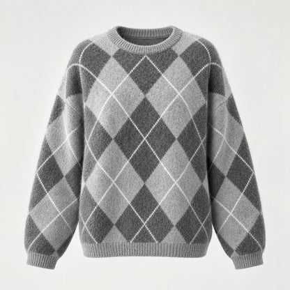 Halwyn Argyle Knit Sweater — Gray (apparel solo)