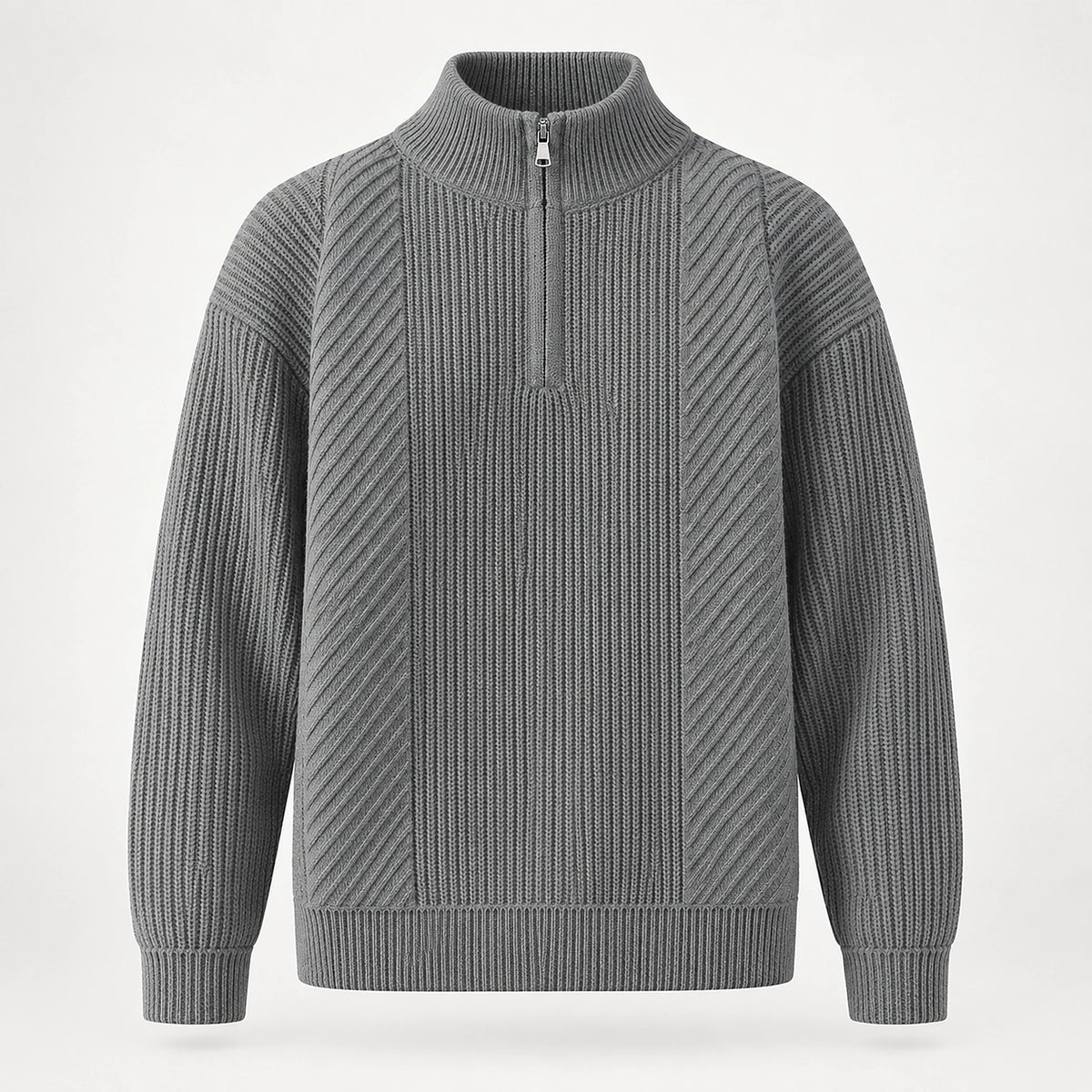 Bruthen Ribbed Half-Zip Sweater — Gray (apparel solo)