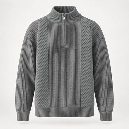 Bruthen Ribbed Half-Zip Sweater — Gray (apparel solo)