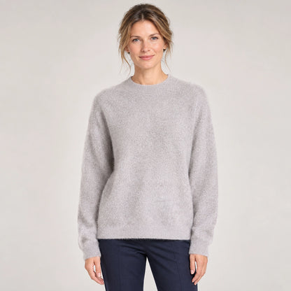 Beloru Cashmere Crewneck Sweater — Gray Beige (apparel front)