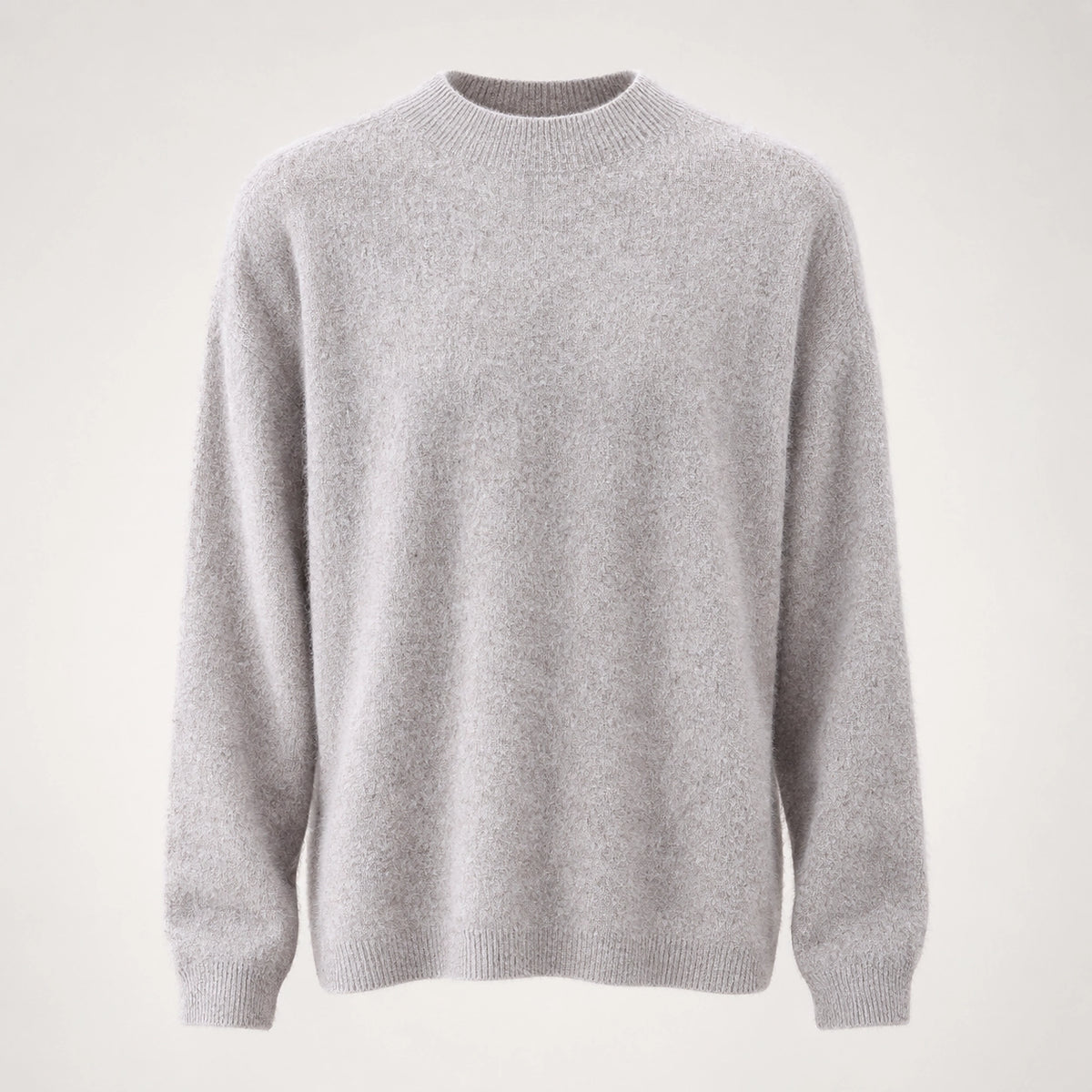 Beloru Cashmere Crewneck Sweater — Gray Beige (apparel solo)