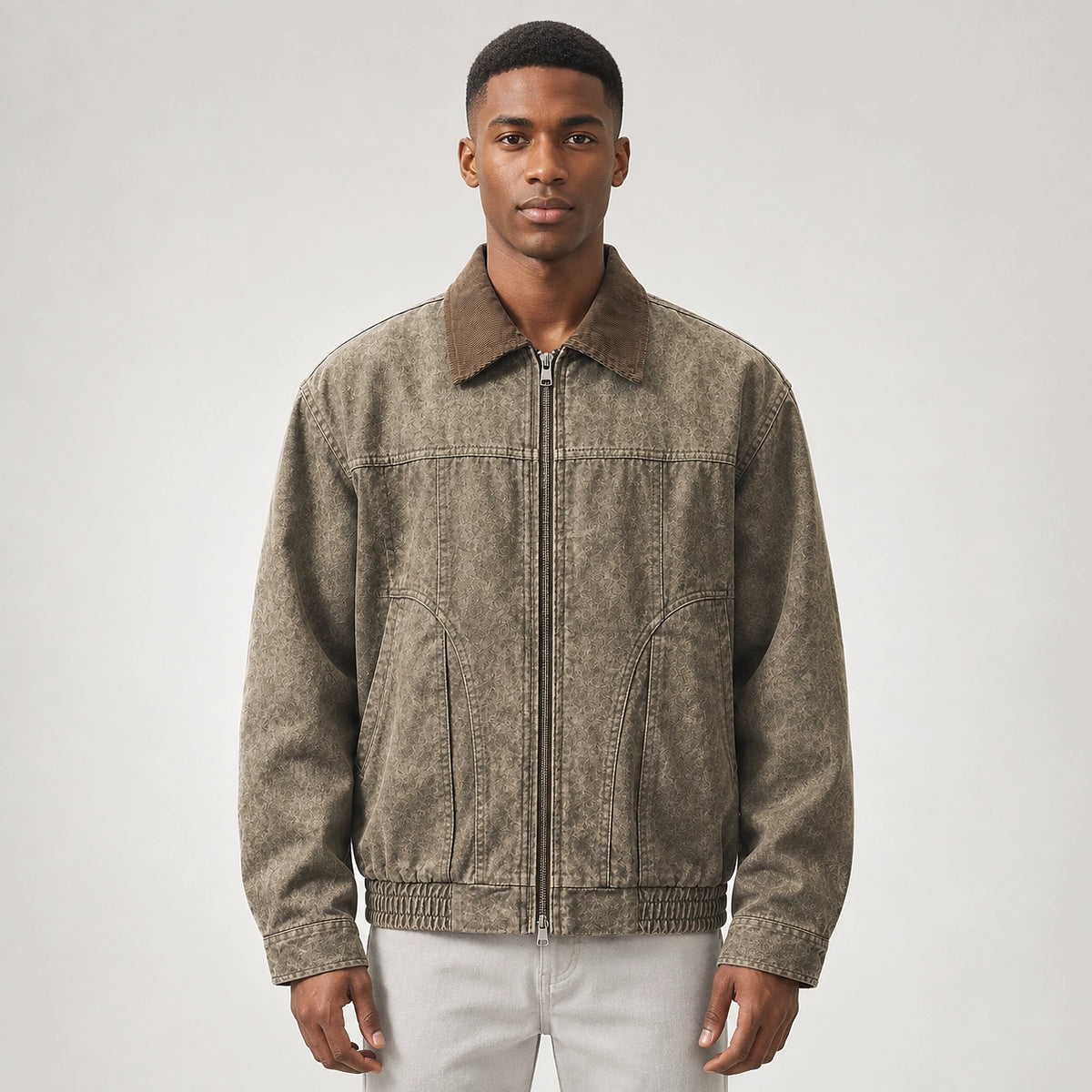 Drexel Cotton Washed Jacket — Gray Khaki (apparel front)