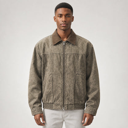 Drexel Cotton Washed Jacket — Gray Khaki (apparel front)