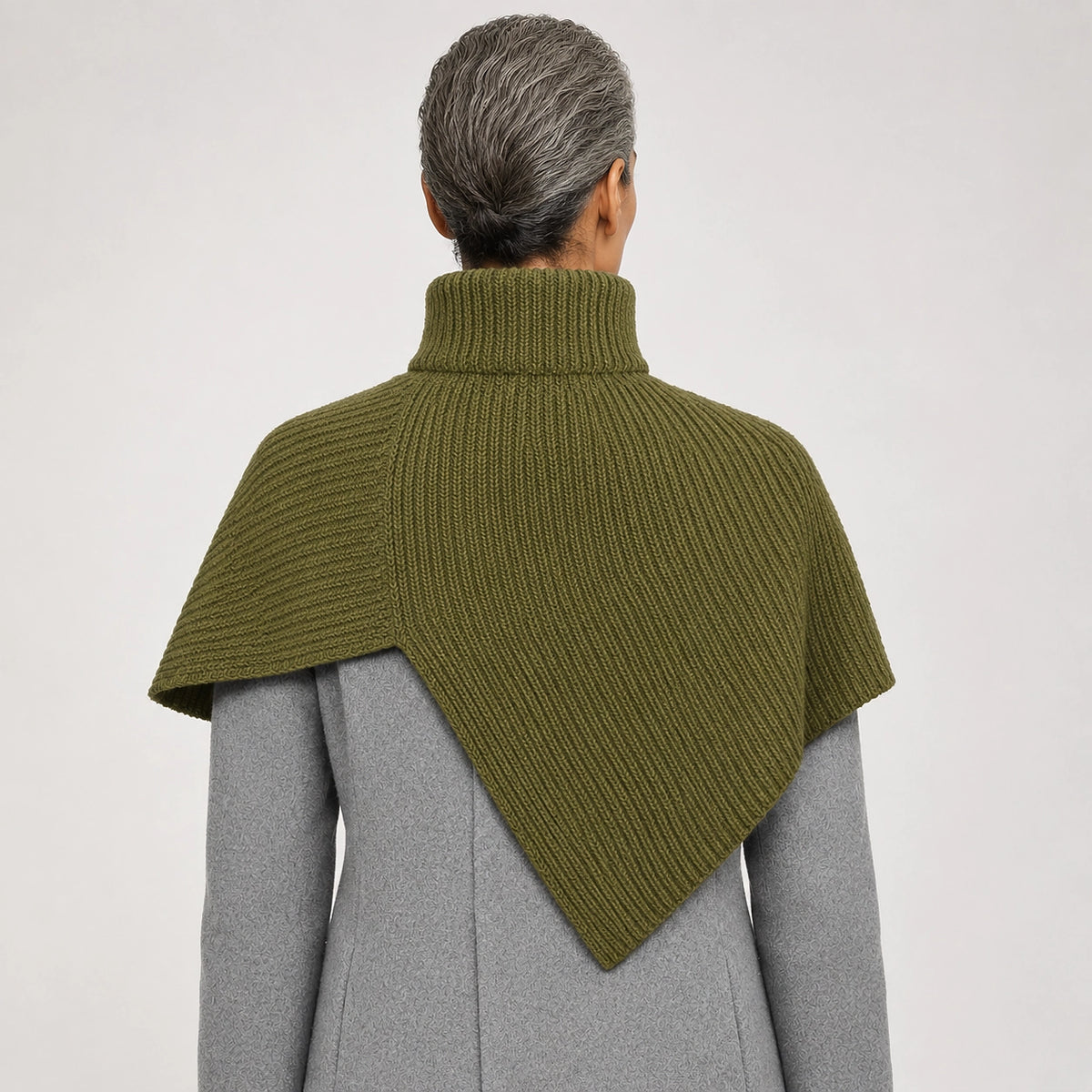 Belvara Ribbed Knit Wrap — Green (apparel back)