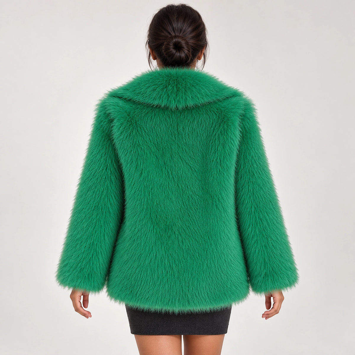 Neravessa Lapel Coat — Green (apparel back)