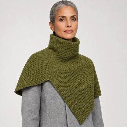 Belvara Ribbed Knit Wrap — Green (apparel detail)