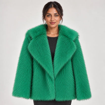 Neravessa Lapel Coat — Green (apparel detail)