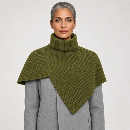 Belvara Ribbed Knit Wrap — Green (apparel front)