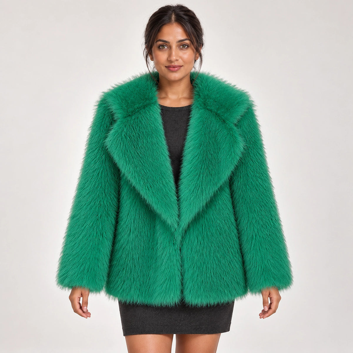 Neravessa Lapel Coat — Green (apparel front)