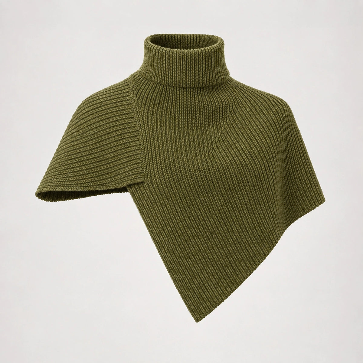 Belvara Ribbed Knit Wrap — Green (apparel solo)